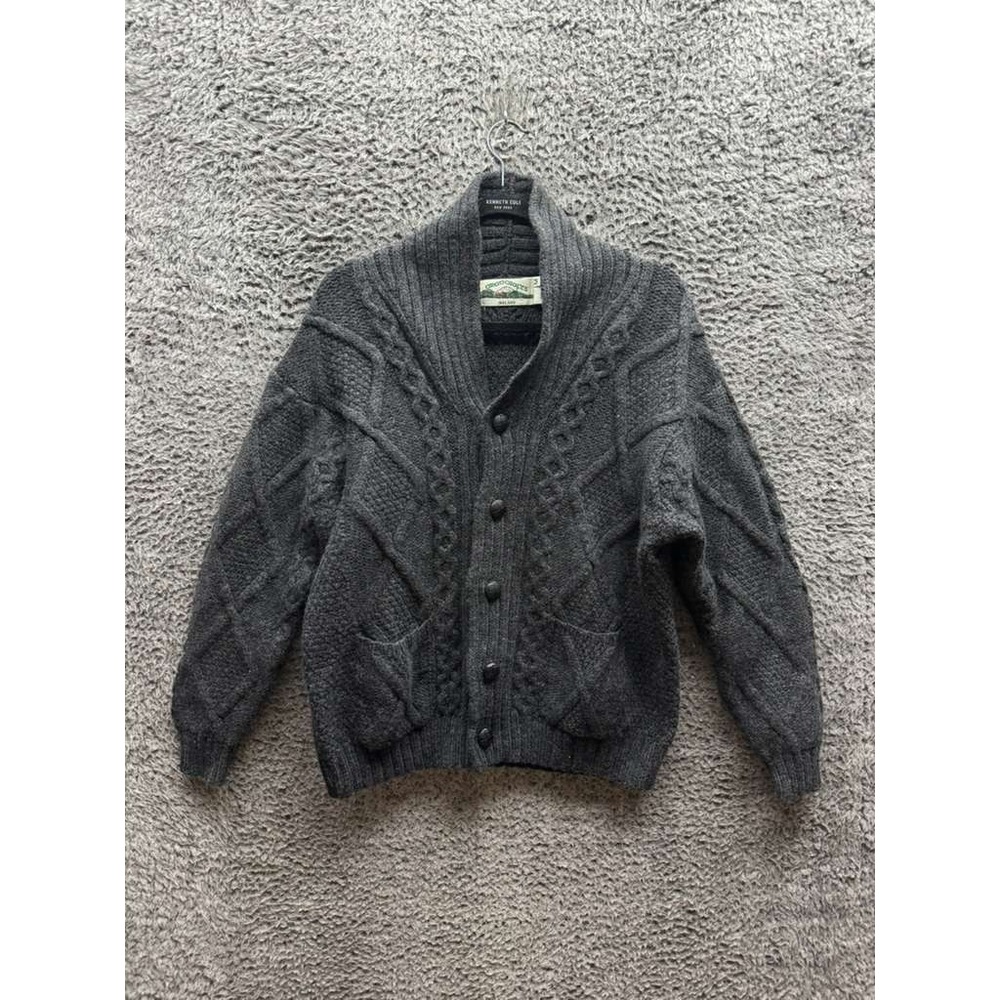 Aran Crafts Merino Wool Shawl Collar Button Cardigan Sweater Black Womens Size M